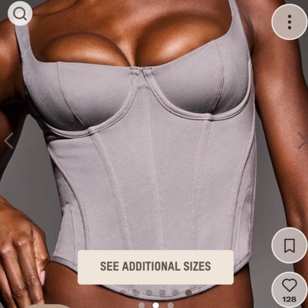 NWT SKIMS COTTON CORSET TOP 
CHARCOAL / XS